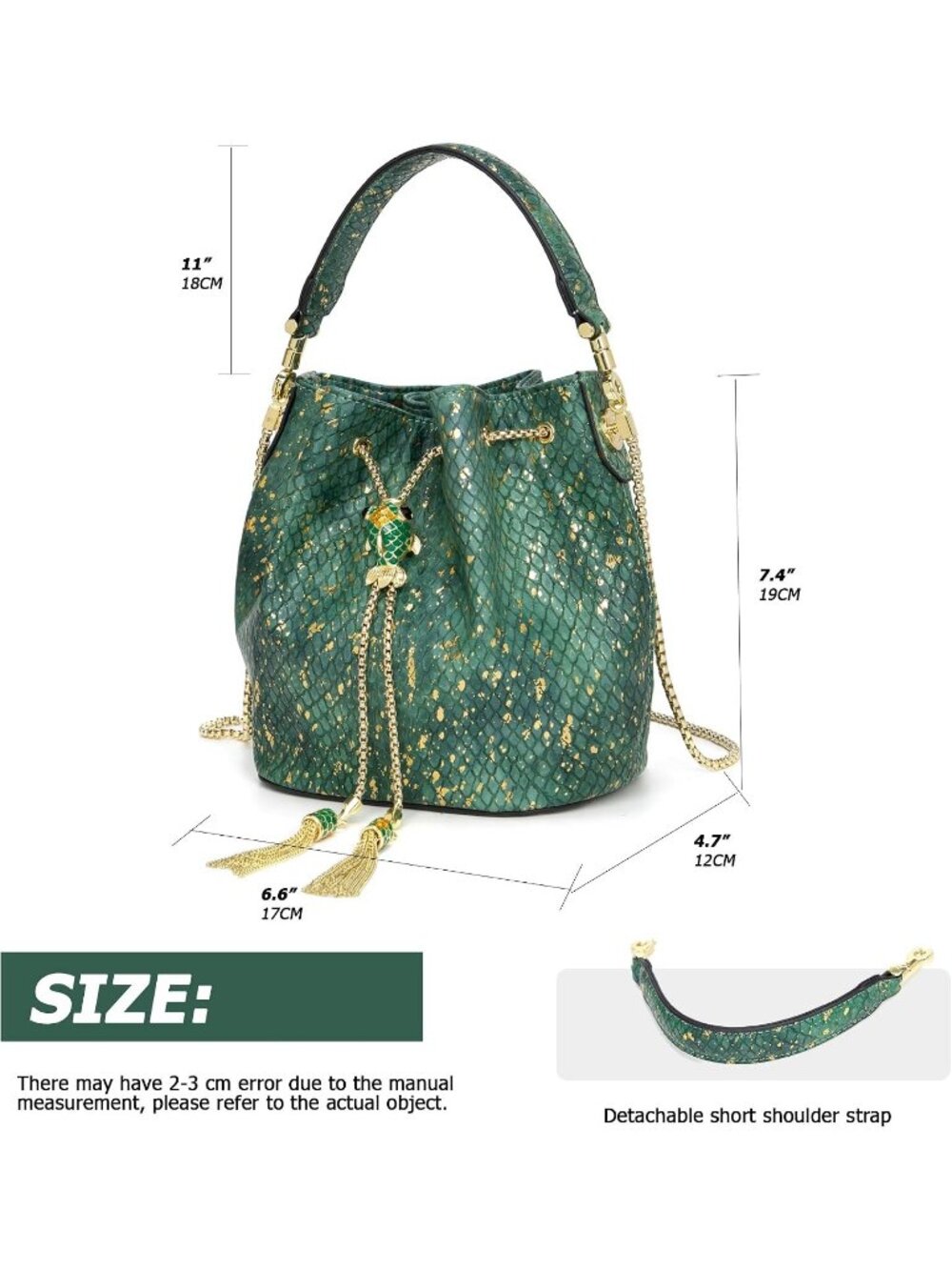 Women Dark Green Sparkly Rhinestone Clutch Purse Diamond Chain Evening Bag - Picture 4 of 6